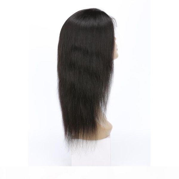 

indian raw virgin human hair lace front wigs straight 8-24inch lace front with baby hair 9a wigs adjustable band, Black;brown