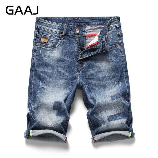 

gaaj stretch jeans men's clothing shorts summer blue pants denim skinny elastic short jean homme big size 5xl 6xl1