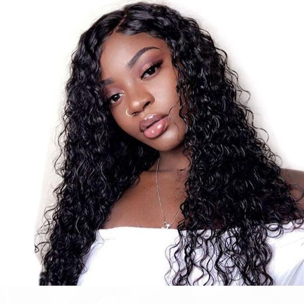 

peruvian deep curly human hair lace front wigs for women virgin hair glueless full lace wigs with baby hair, Black;brown