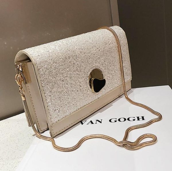 

square sequin bag 2020 fashion new quality pu leather women's designer handbag lock chain shoulder messenger bags