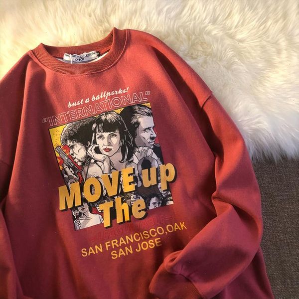 

hoodies oversized printing classic vintage movie sweatshirts hooded harajuku spring casual vintage korean pullovers women sweets, Black