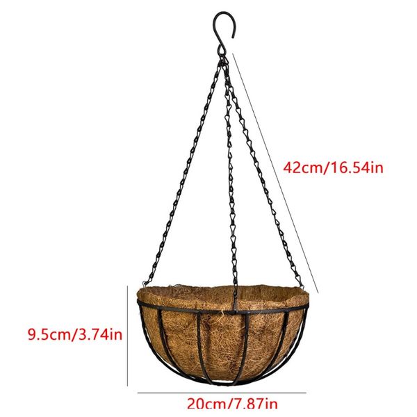 

8 10 inch hanging basket planter metal hanging flower basket natural coconut coir liner wire flower holder porch pots hanger h bbydnv