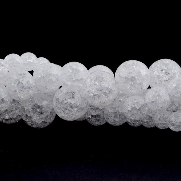 

natural white cracked crystal stone beads round loose spacer beads for jewelry making diy bracelet handmade 6/8/10/12mm