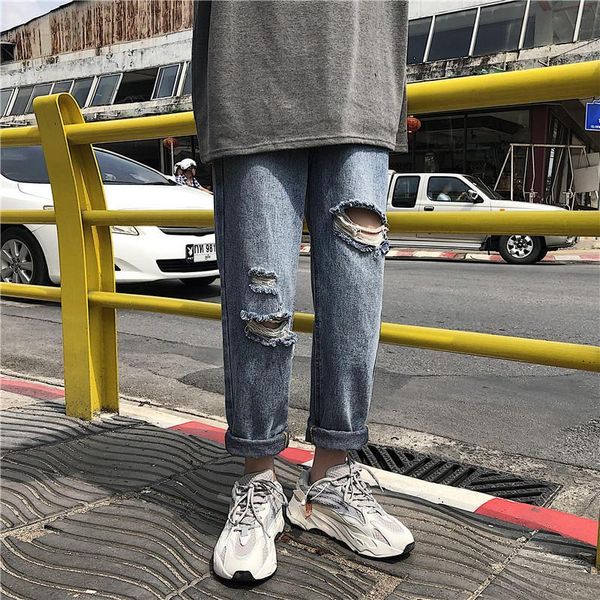 

men's jeans wholesale 2021 autumn denim loose straight casual trousers japanese trendy brand teenagers harem pants, Blue