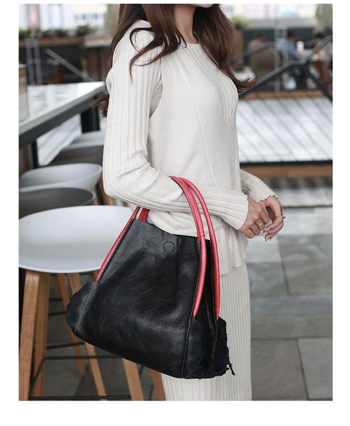 

nesitu new fashion a4 red blue black vegetable tanned full grain genuine leather women handbags female bag tote m7