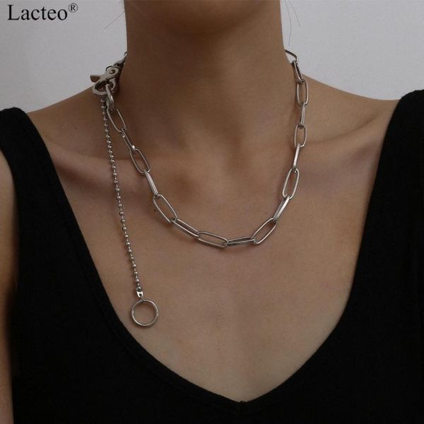 

lacteo dark punk большого gothic кнопка choker ожерелье street hip hop длинные кубинские цепи ожерелье для женщин мужчин бара партии ювелирн, Golden;silver