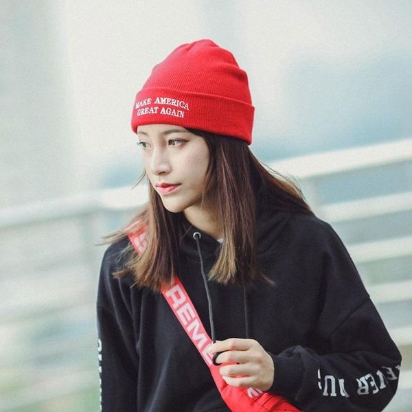 

1pc new arrival knitted hat vintage red cap hats winter women girls casual hip hop caps embroidery elastic beanie, Blue;gray