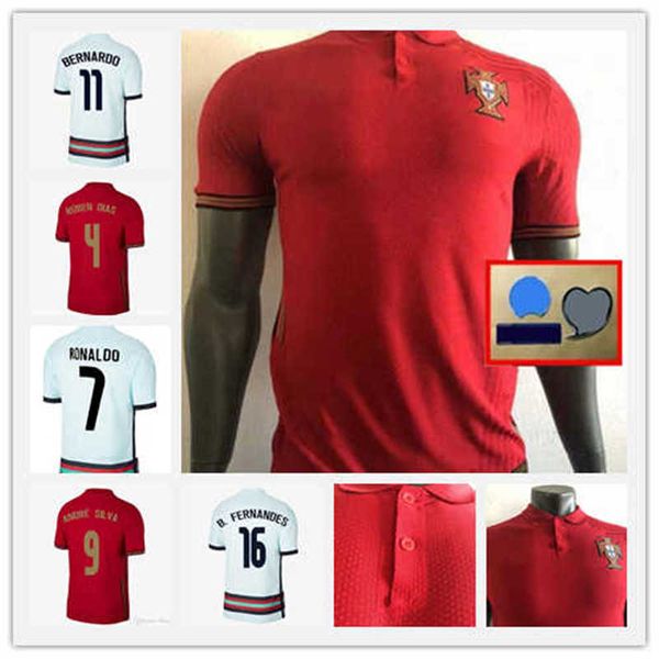 

player version #7 ronaldo soccer jerseys 19/20 men home red away white #23 joão félix nation team soccer shirts 2020 football uniforms, Black;yellow