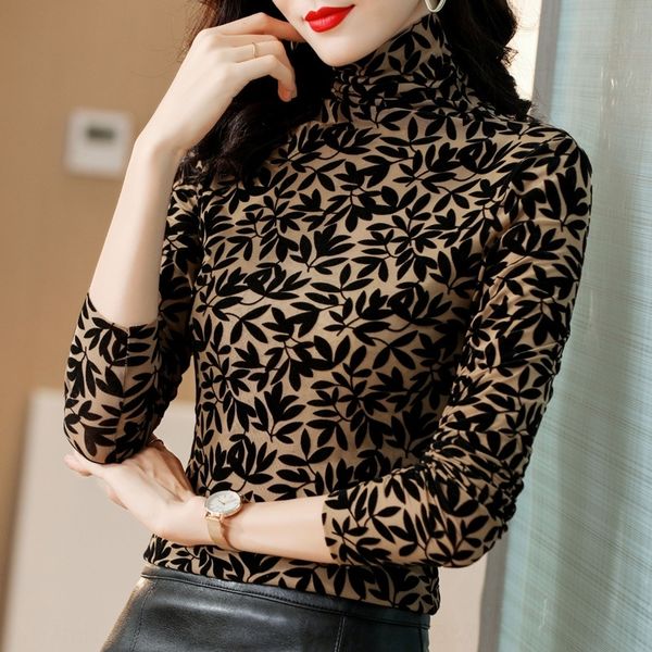 

iyjs0 velvet 2020 base fall new women slim half high collar long sleeve flocking basebase baselooks thin y2af3, White