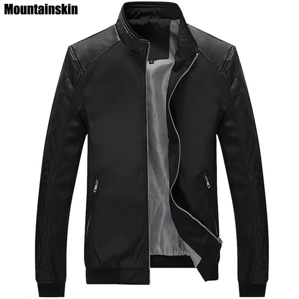 

mountainskin 5xl spring new men's pu patchwork jackets casual men's thin jackets solid slim male coats brand clothing,sa167 x0621, Black;brown