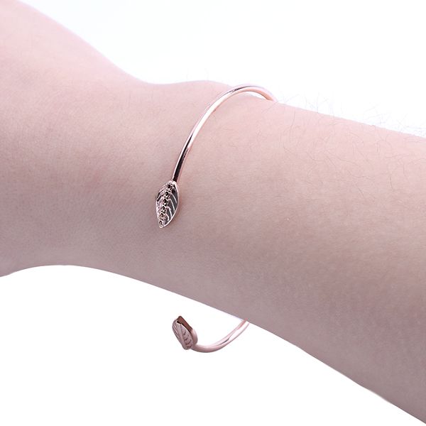 

bangle bojiu 4pcs simple woman fashion leaf copper bracelet jewelry bangles br005, Black