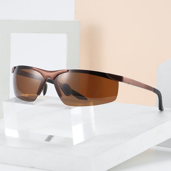 

2021 new vintage aluminum magnesium sunglasses men semi-rimless metal eyewear for outdoor driving goggles luxury oculos shades 6806-2df, White;black