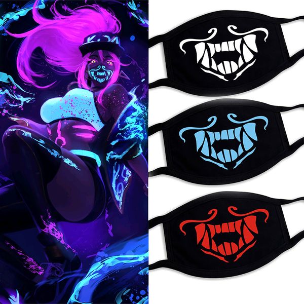 

s8 game kda k/da akali masks assassin blue face mask night lights cosplay costumes prop