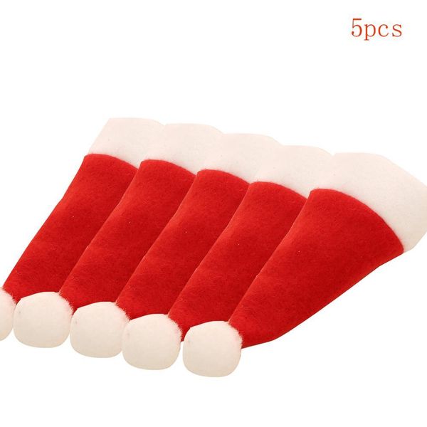 

5шт мини рождество hat бутылка вина нож украшение рождественский столовый стол декор с рождеством декор для дома happy new year bbydlb