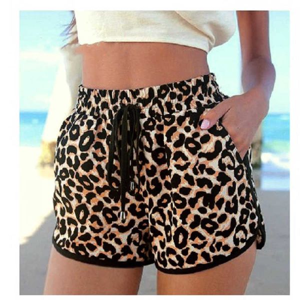 

new summer shorts leopard lace up high waist elastic cotton women beach casual stuff booty short pants, White;black