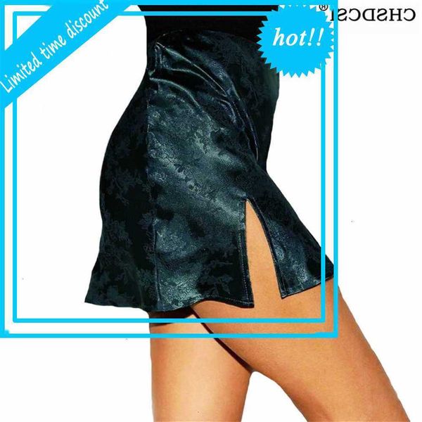 

women mini lady side split potato lead high tail jacquard summer fashion black green plus size club rok