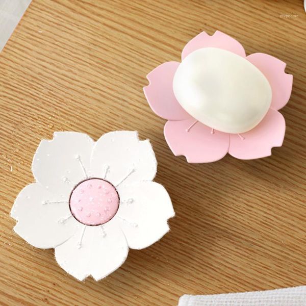 

soap dishes draining cherry blossom dish box plate flower plastic holder1