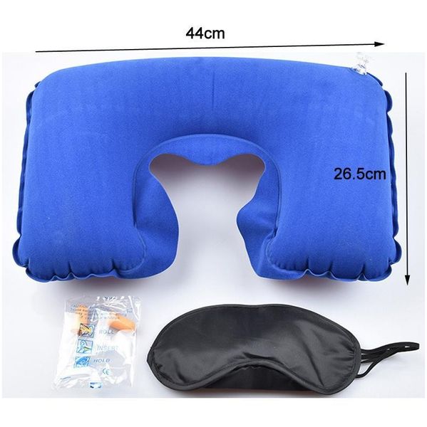 

wholesale car soft pillow 3 in 1 travel set inflatable u-shaped neck pillow air cushion + sleeping eye mask eyeshade wmtibg pthome