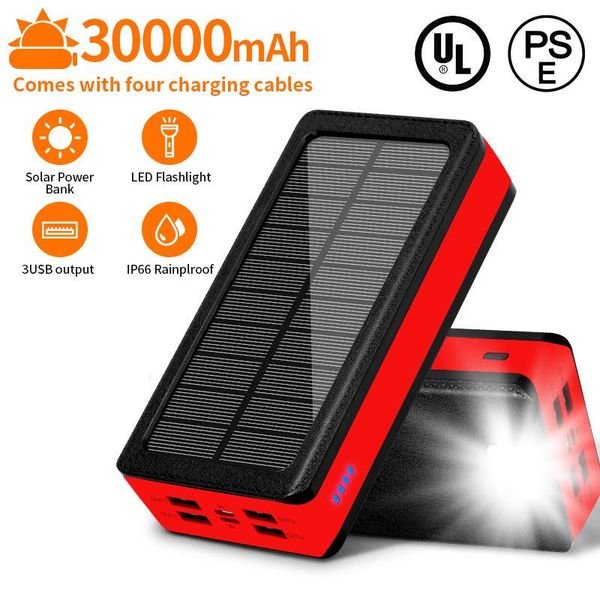 

camping lamp solar charger 30000 ma 4usb large capacity mobile power supply