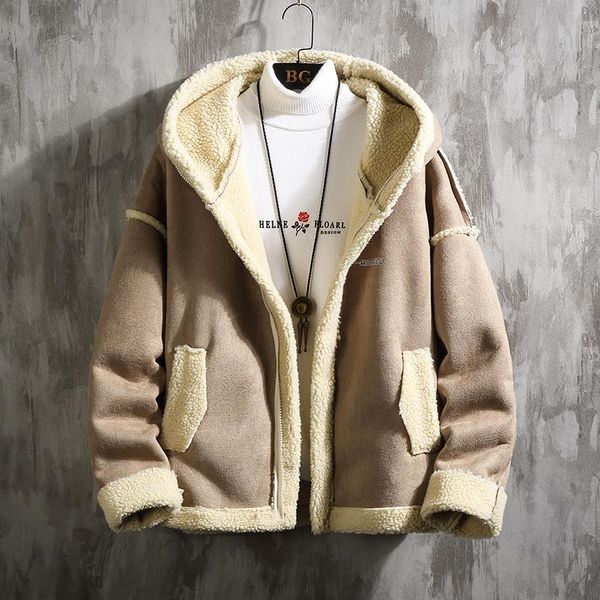 

hcxy brand new winter wool jackets and coats for men thick warm parka male hooded casual fur mens coat, Black