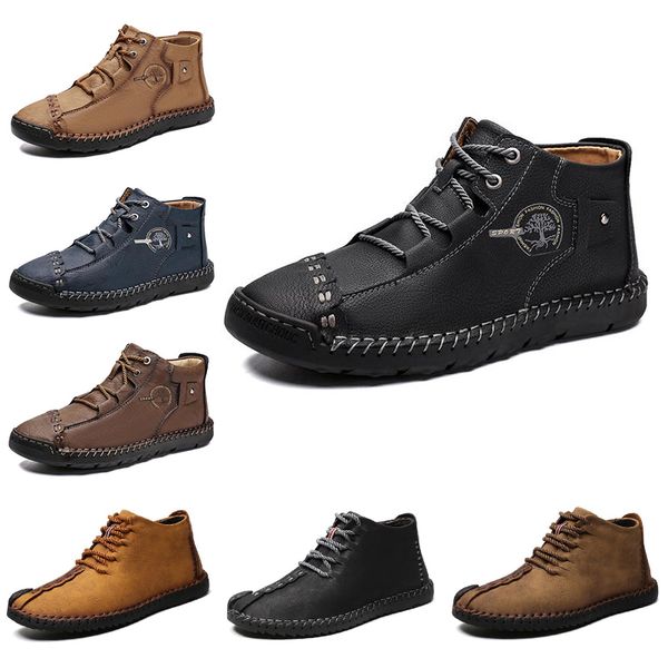 

non-brand mens leather shoes high casual shoes color light dark brown black blue mens trainers sports sneakers size 39-45