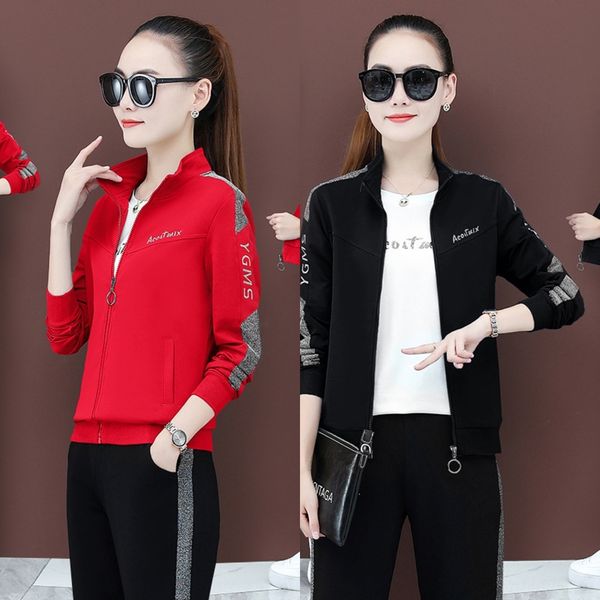 

y2i1g casual sweatersweater set women's spring and autumn 2020 new fashion korean style loose western style large size sweater three-pi, Gray