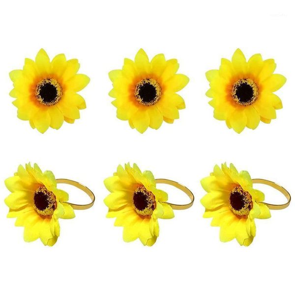 

sunflower napkin rings set of 6, table accessories, napkin holder rings for table parties (yellow-sunflower)1