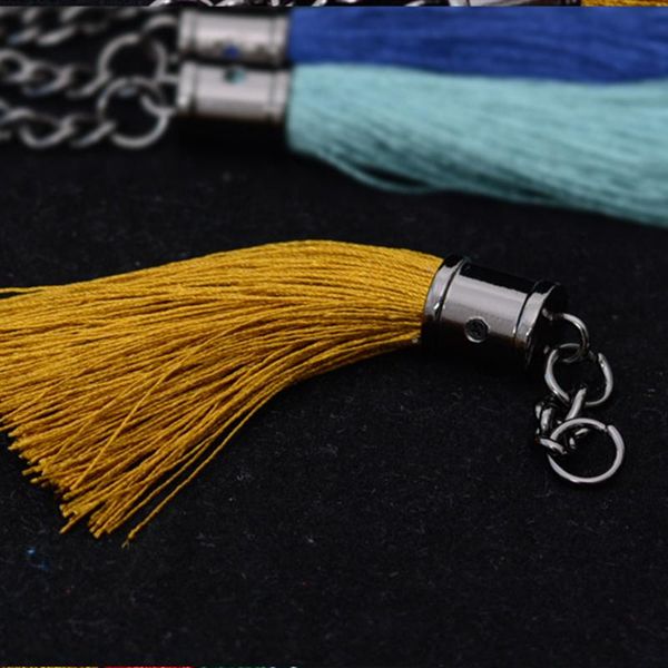 

2pcs alloy rayon gun color pull ring tassel keychain diy garments decorative accessories woman phone bag tassels fringe pendants h jllodx