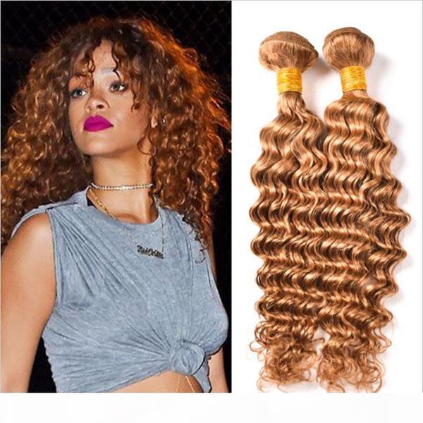 

wholesale 8a brazilian human virgin hair #27 honey blonde bundles 3pcs lot deep loose curly hair bundles deep wave hair extension, Black;brown
