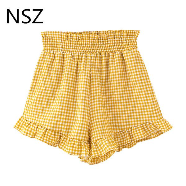 NSZ donna plaid estate pantaloncini larghi vita alta volant pantaloncini a quadri ragazze biancheria da notte pantaloni corti kawaii vestiti per la casa T200701