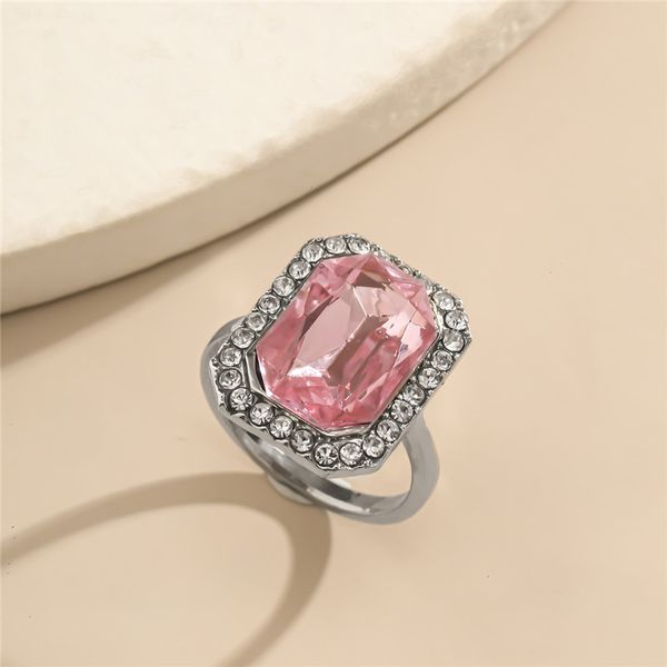 

10pcs/lot european metal diamond cluster ring alloy fashion acrylic hand jewelry women gift geometric white k rings accessories, Golden;silver