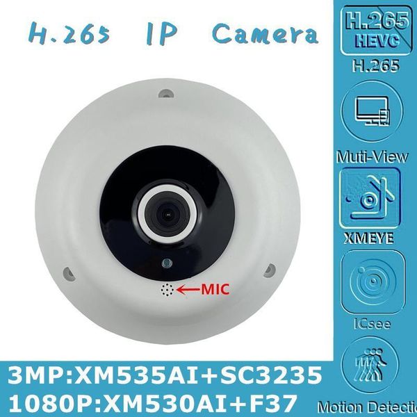 

integrate mic 3mp 2mp panorama fisheye ip ceiling dome camera 1.7mm 2304*1296 xm535ai+sc3235 1080p h.265 onvif cms xmeye irc p2p1