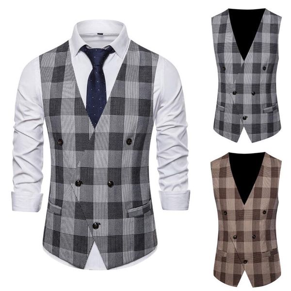 

men's vests men waistcoat vest fashion slim fit business casual wedding in a cage jacket coat nice, Black;white