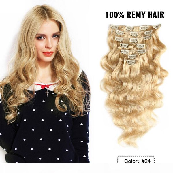 

grade 8a--human clip in hair extensions, 18inch 150g clip-in human hair extensions, body wave & color 4#, Black