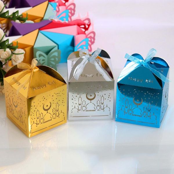 

gift wrap 50pcs ramadan happy eid 5*5*8cm hollowing paper candy box moon star party festival night light