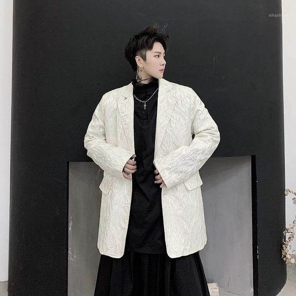 

men's suits & blazers men 3d flower fabric casual suit coat outerwear male vintage fashion show white blazer jacket overcoat1, White;black