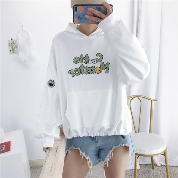 

rjlov новый ulzzang весной корейский мультфильм б.ф. ленивый вышитые свитер свитер ины рыхлой вышитые хлопка с капюшоном стиль для женщин 46, Black