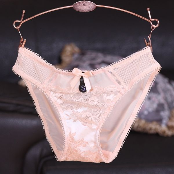 

new soft mesh 9707 bow lace low waist women's briefs, Black;pink