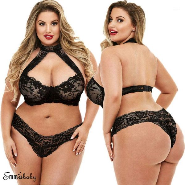 

new lingerie lace bra sets women's transparent women bralette lace lingerie halter hollow bra underwear plus size1, Red;black