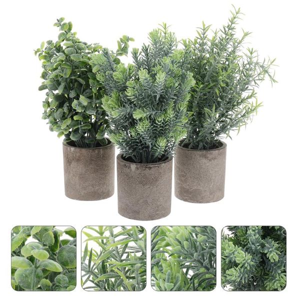 

3pcs mini simulation potted plant ornament fake potted bonsai decoration