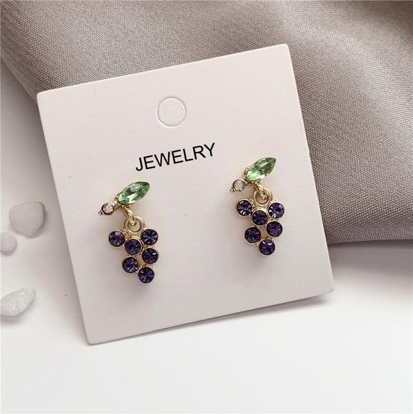 

stud temperament contracted earrings personality lady grape bunches lovely and sweet women push-back zinc alloy metal, Golden;silver