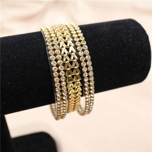

Fashion Trendy Gold Metal Alloy Wide Layers Bangels Bracelet Inlaid Cubic Zircon CZ Stone Women Female Party Wedding Jewelry, Golden;silver