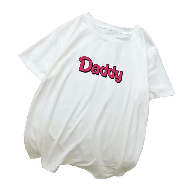 

футболки женские летние смешные daddy письмо печать tshirt harajuku повседневный streetwear kawaii плюс размер camiseta mujer tee shirt femm, White