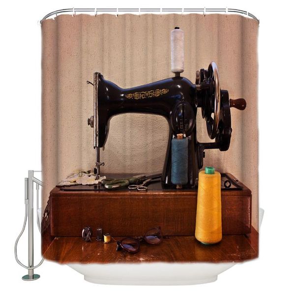 

shower curtains sewing machine table wood retrowaterproof bathroom curtain modern household