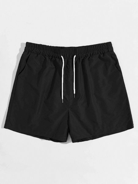 

romwe guys drawstring waist shorts 43th#, Black