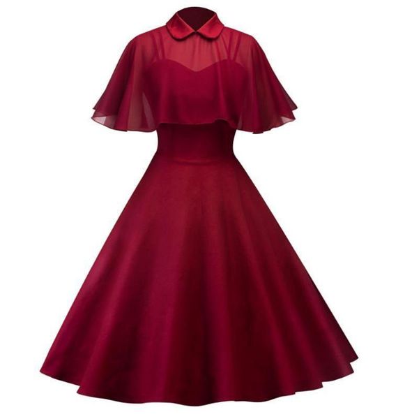 

2020 new women's cape two piece baby collar sling dress, Black;gray