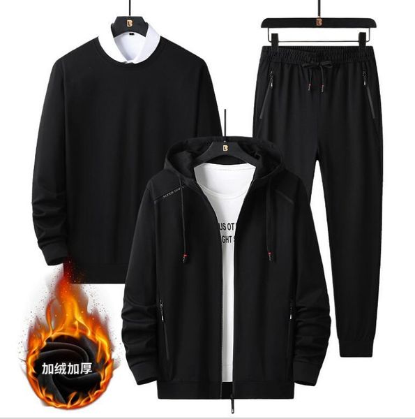 

2021 spring new jogger tracksuit hoodies+hoodies+pants 3pcs sets men's sportswear sport suit clothing lstt, Gray