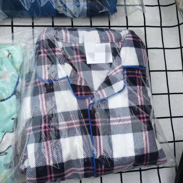 

children's knitted home pattern cartoon pajamas flannel wear long sve trousers suit coyw, Blue;red