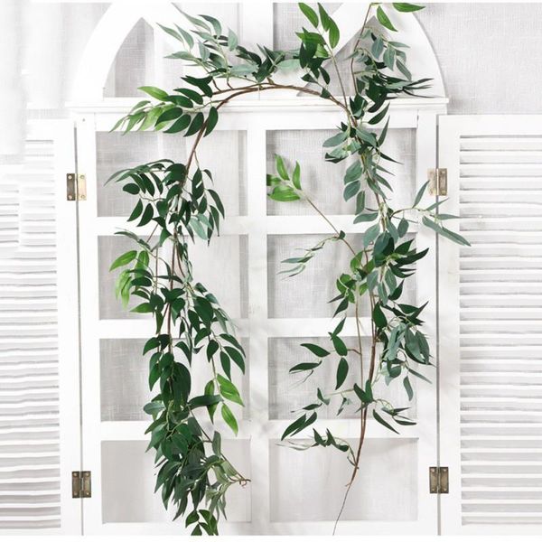 

eco artificial ivy green leaf garland plants vine fake foliage flowers home garden leaves decor fake rattan string grass cactus