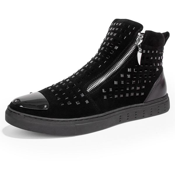 Venda quente-designer homens altos top sapatos casuais tendência de homem curta tornozelo martin botas rebites encantos britânicos sapatos de luxo 20d50